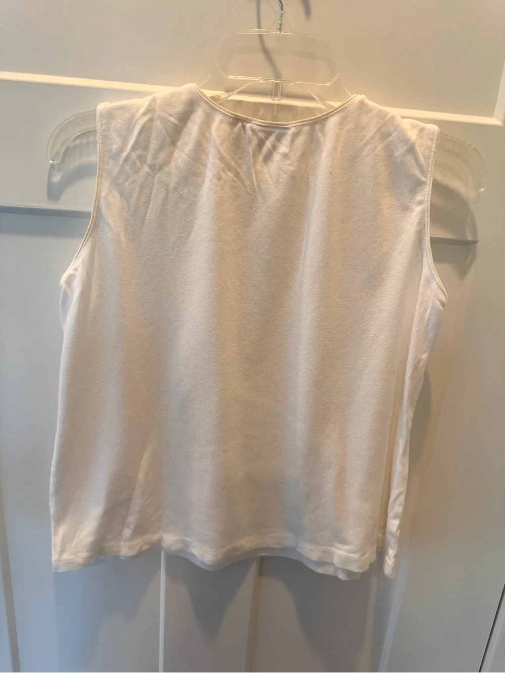 Merona Ivory Cream Sleeveless Knit Tank Top Cotton Rayon Large